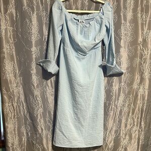 Elegant Light Blue Long Sleeve Dress